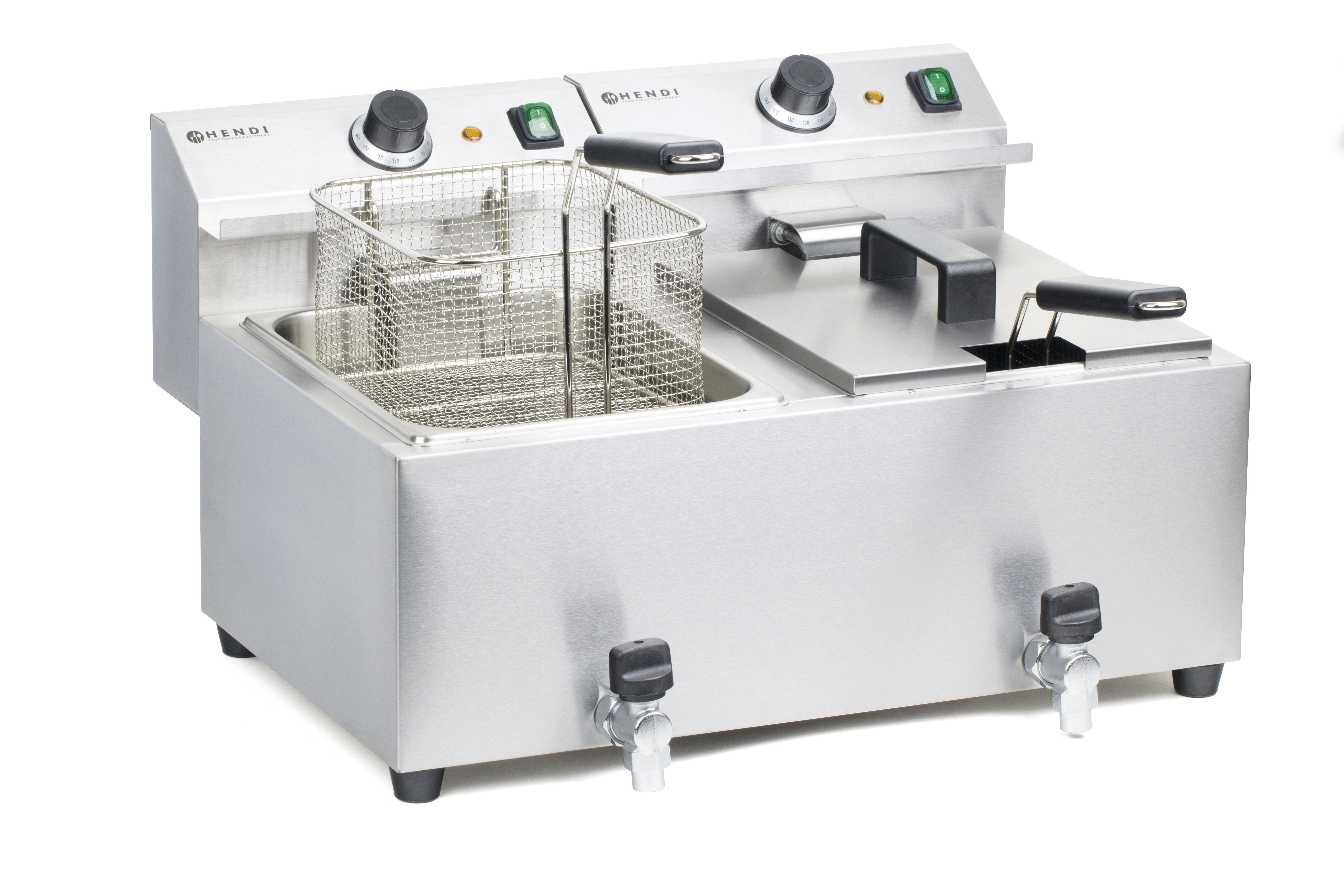 Fritteuse, Profi Line, mit Ablasshahn, 2x8lt, HENDI