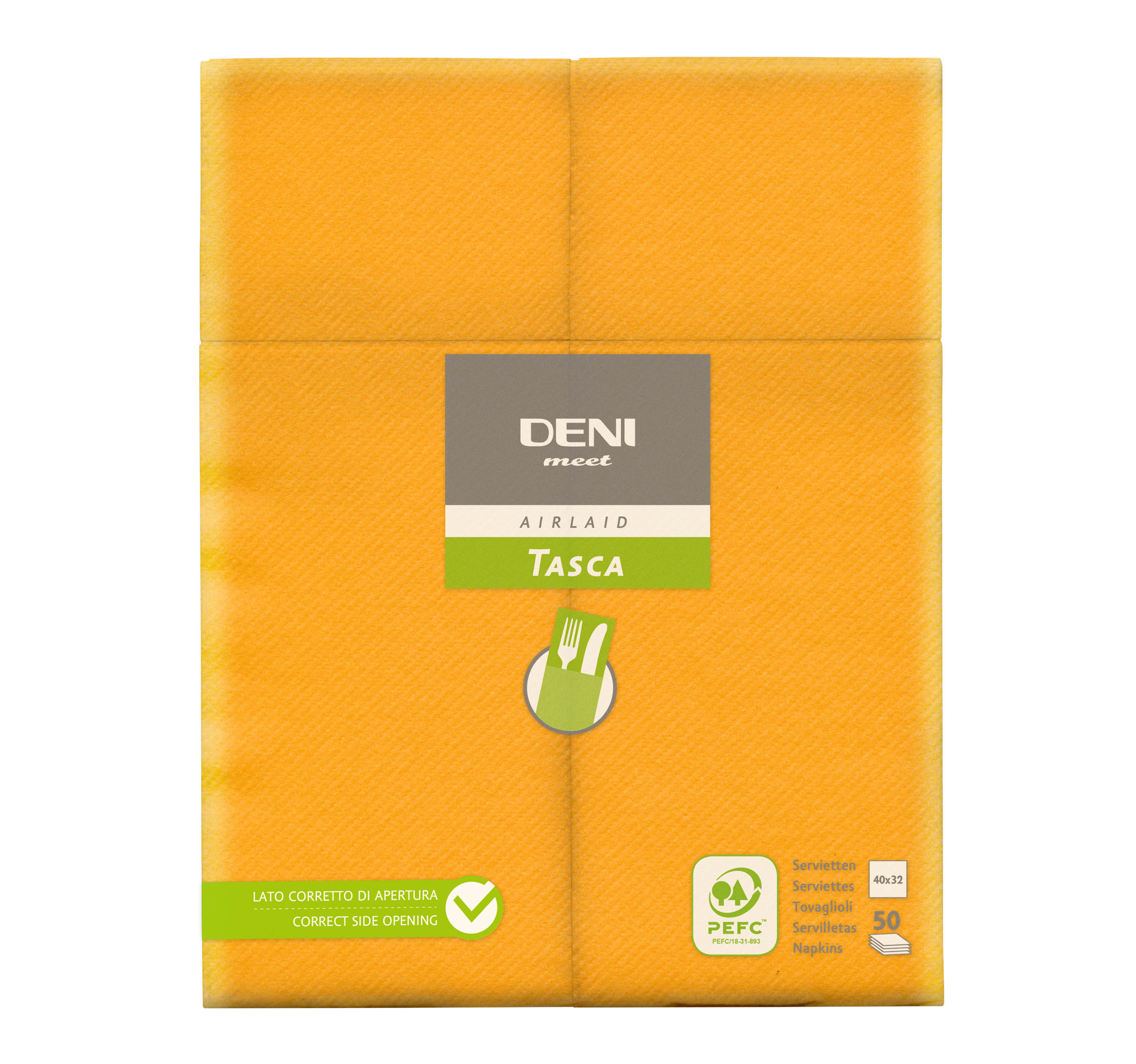 Besteck-Servietten Airlaid, 1/8-Falz, 40x40cm, orange