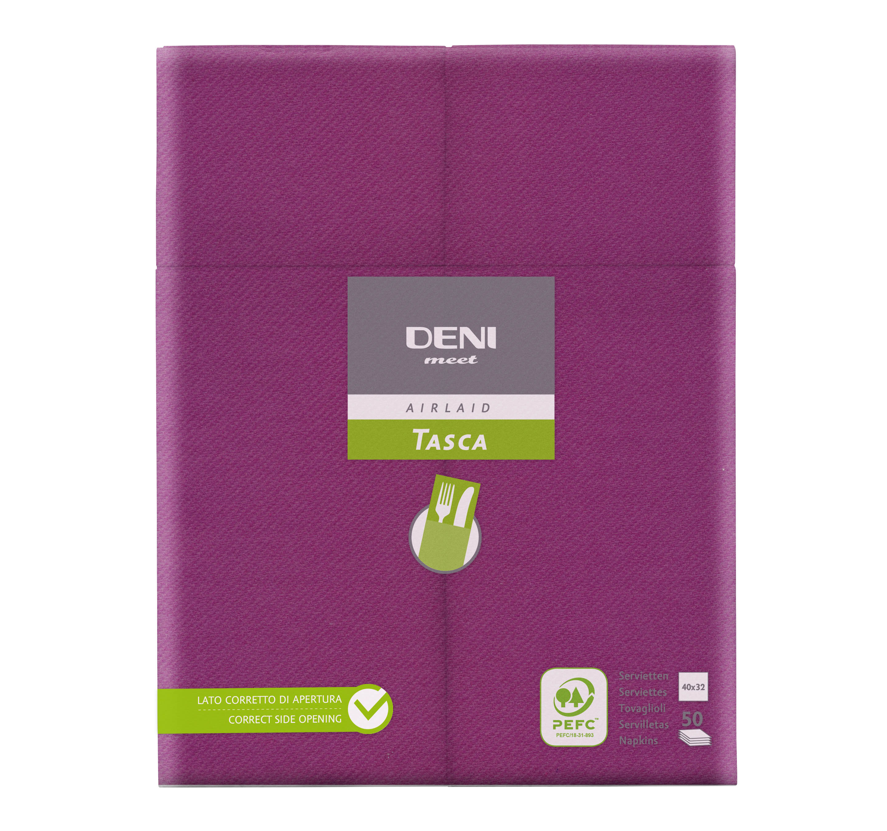 Besteck-Servietten Airlaid, 1/8-Falz, 40x40cm, viola