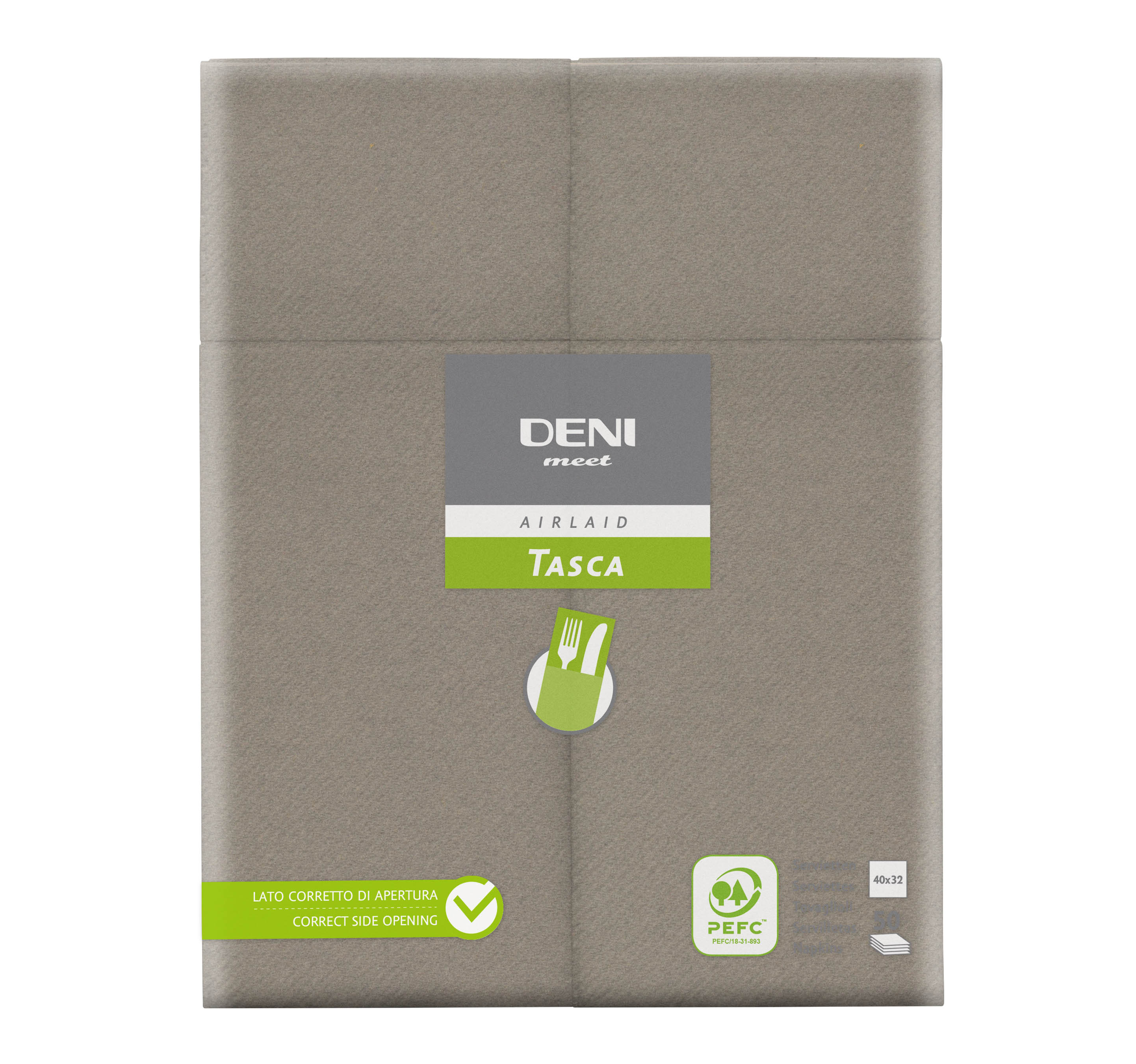 Besteck-Servietten Airlaid, 1/8-Falz, 40x40cm, creta