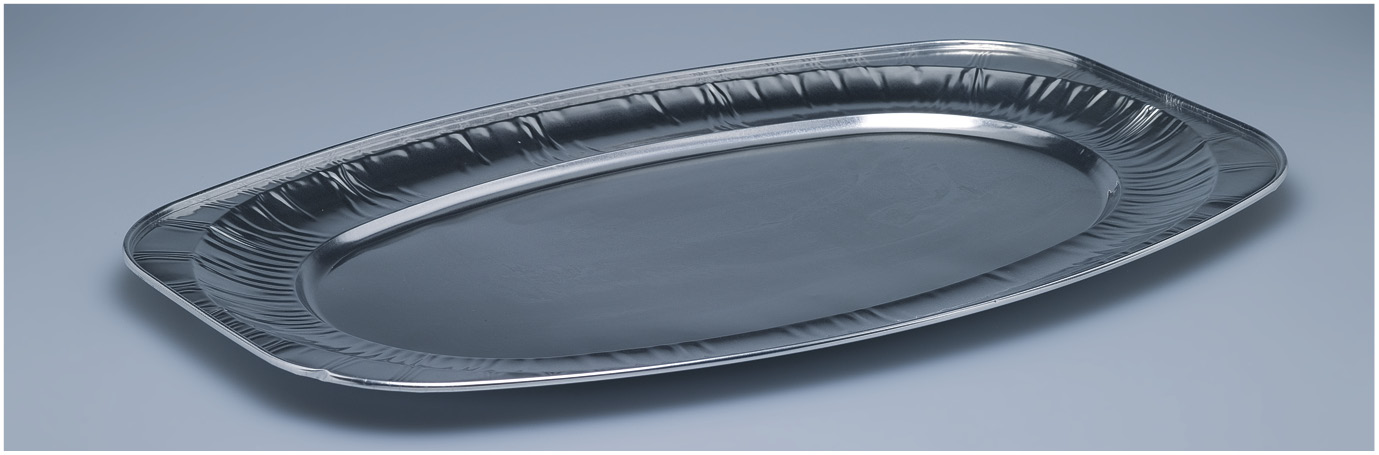 ALU-Platte silber 360x550mm, oval gross