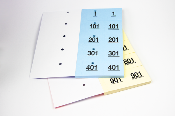 Garderobenummern Heftform gelocht ø5mm