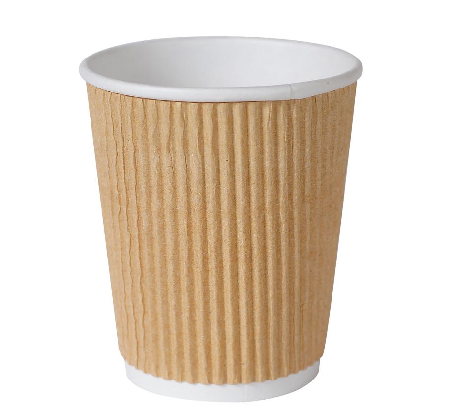 Riffelbecher, Kaffeebecher 2.4dl, ''Wellkarton'' braun