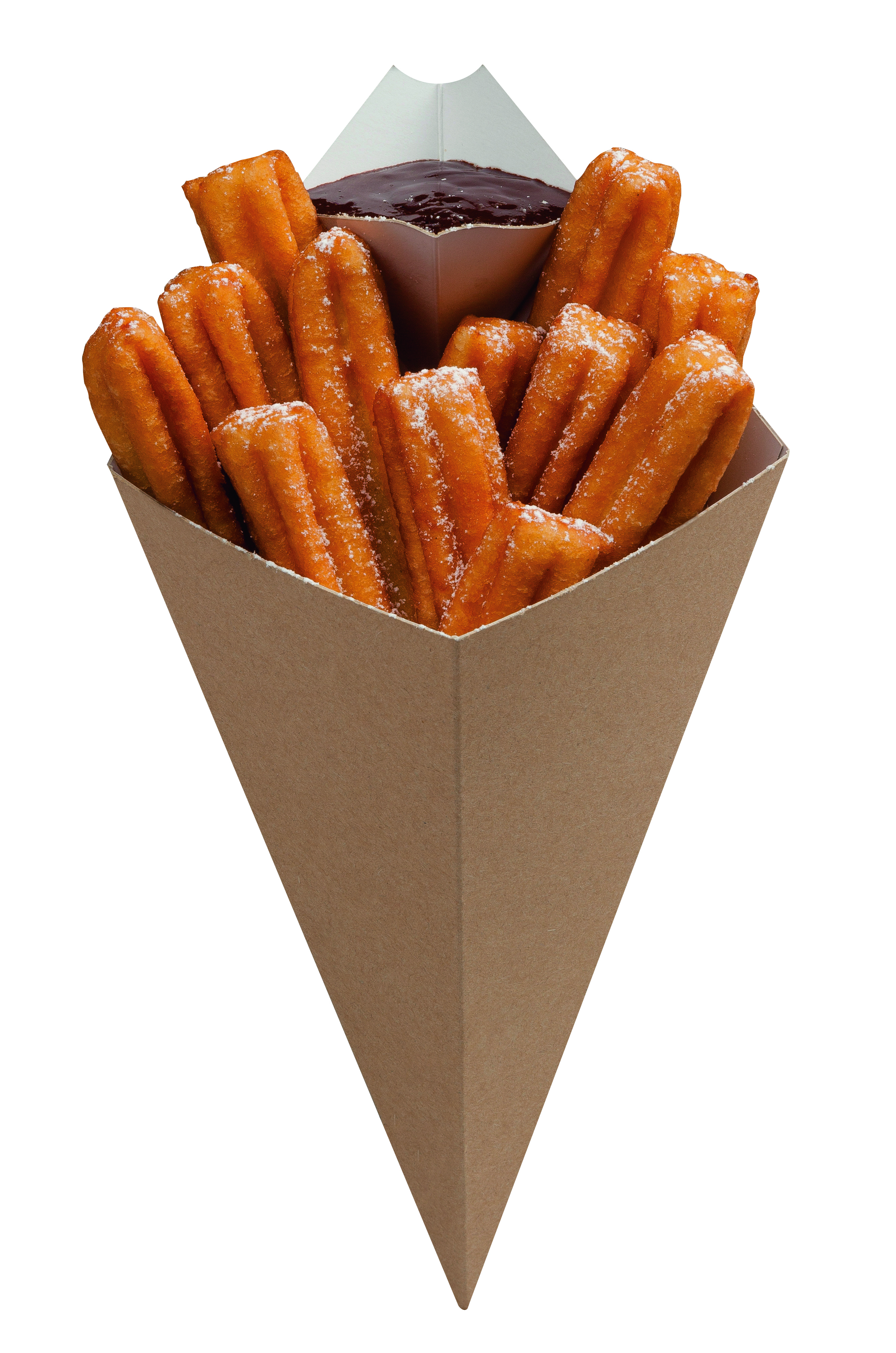 Snack- Tüte aus Karton mit Dip-Ecke