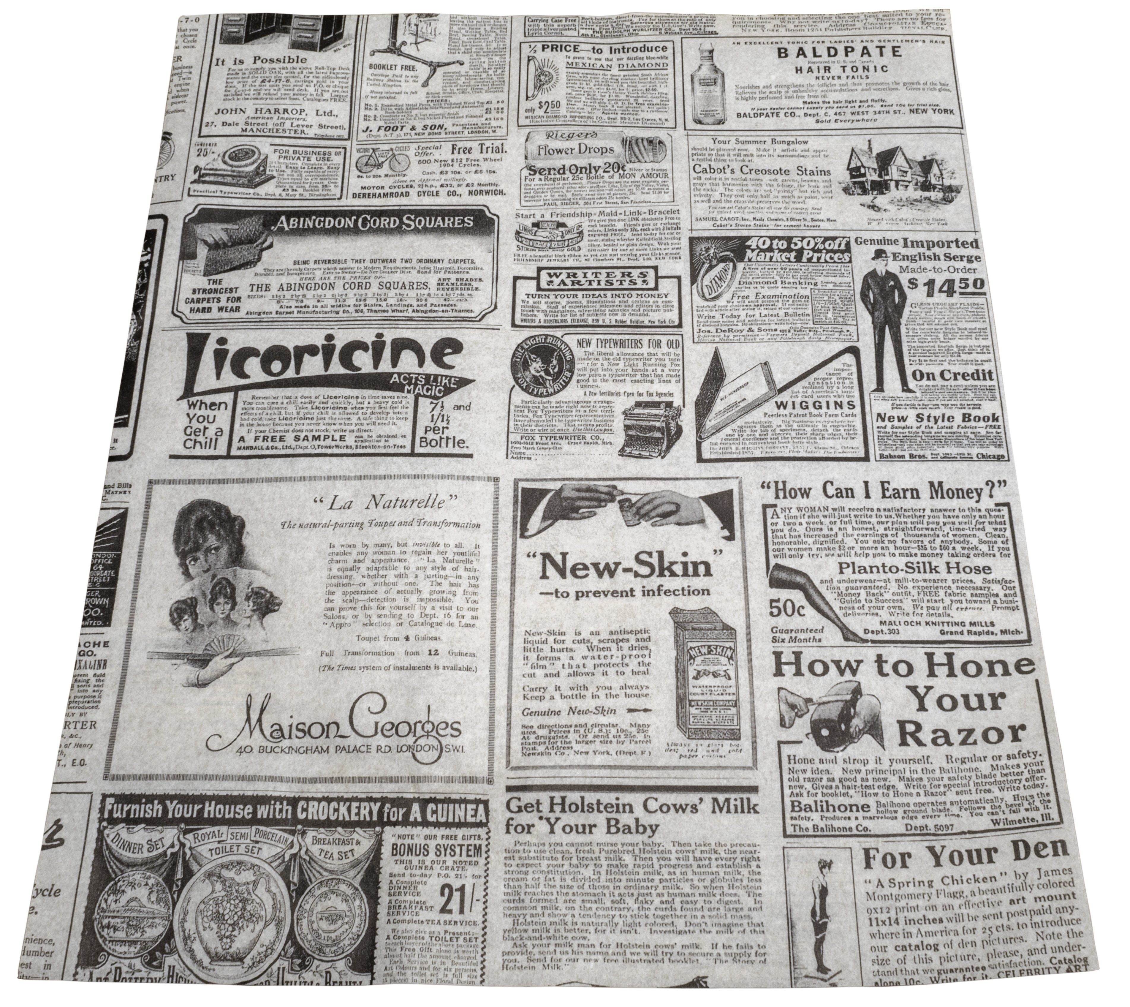 Wickel-, Einschlagpapier fettdicht 340x280mm weiss "Times"