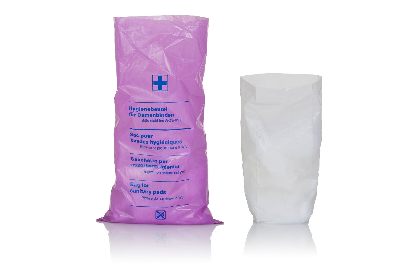 Hygienebeutel mit Aufdruck 'Hygiene', opak violett