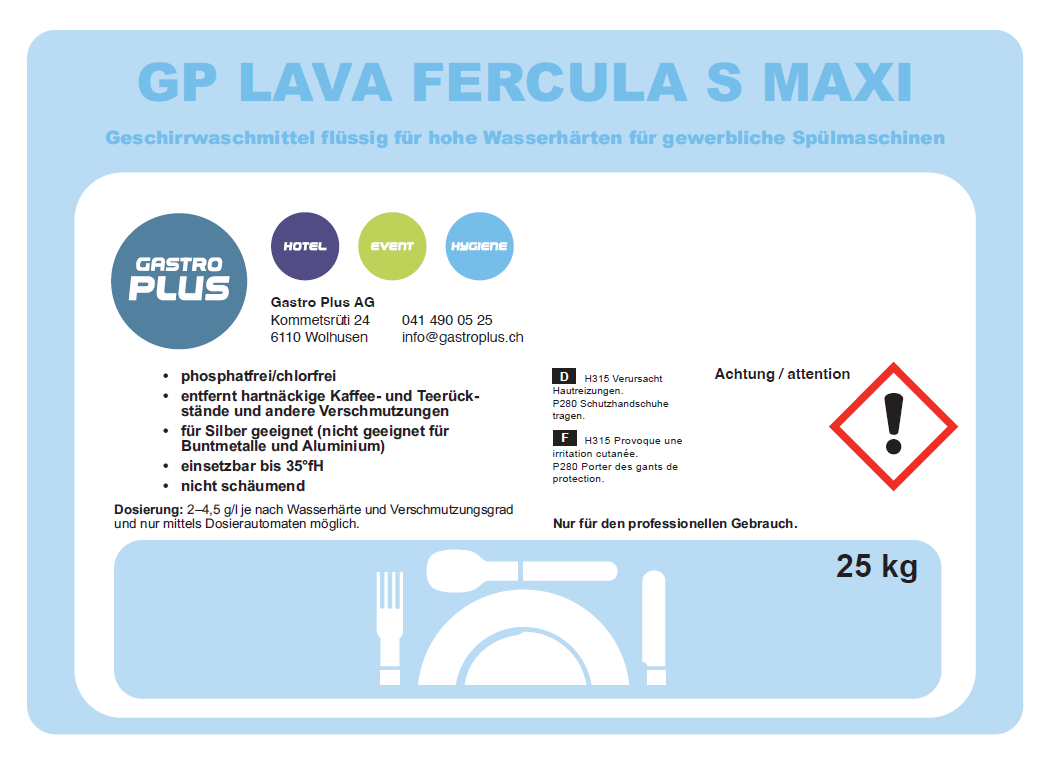 GP Lava Fercula Maxi 25kg, Geschirrspülmittel flüssig