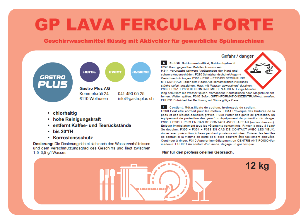 GP Lava Fercula Forte Geschirrwaschmittel flüssig 12kg