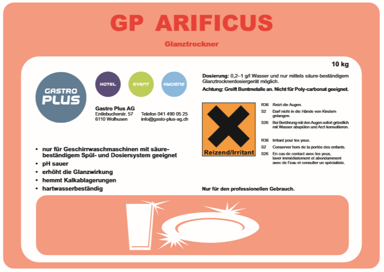 GP Artificus 10kg, Glanztrockner, pH sauer 
