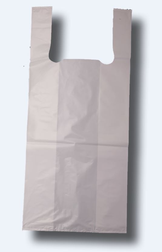 Ausschnitt- Tragtasche, Shopper opak weiss, geblockt