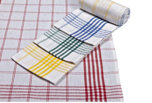 Geschirrtuch Zwirnhalbleinen blau kariert 48x85cm