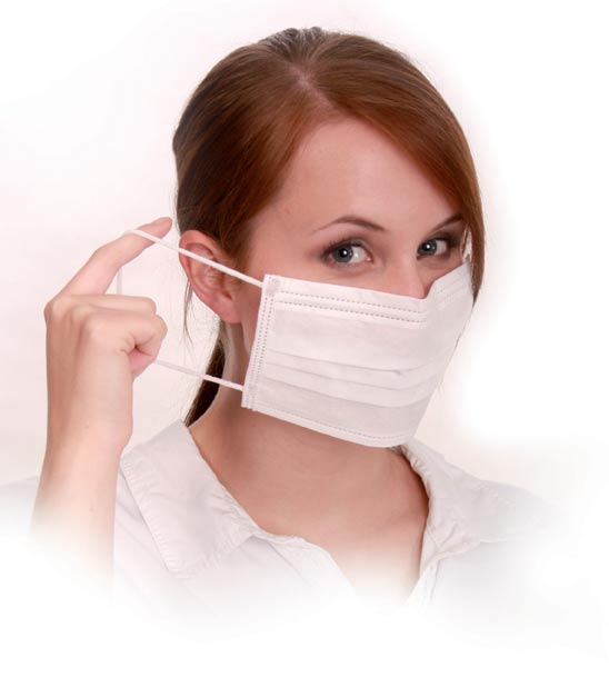 Mundschutz / Masken weiss mit Gummibändern Typ II, 3-lagig !NSV!