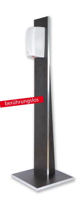 Premium Händedesinfektion Spender auf Holz-Säule