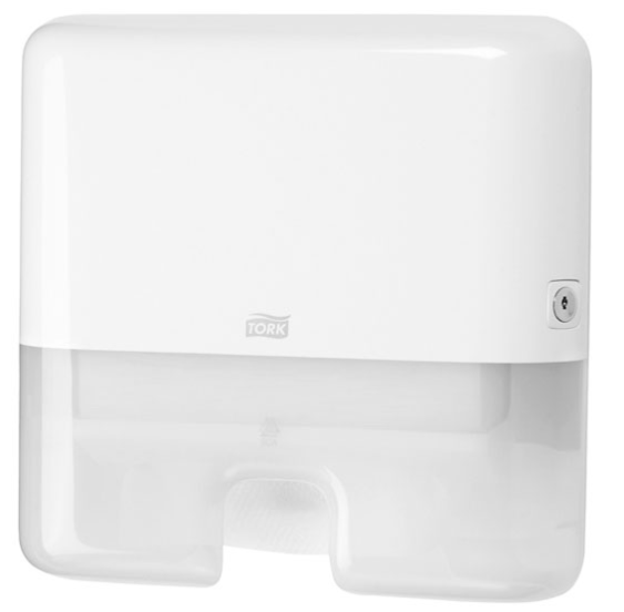 Papierhandtuchspender TORK Mini, System H3, weiss, Kunststoff, C- &amp; V-Falzung