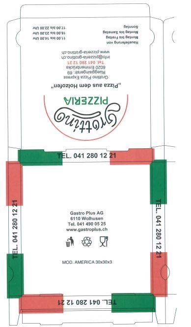 Pizzakarton "Pizzeria Grottino" 30x30x3cm