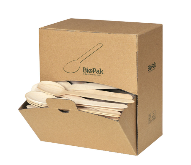 Holz- Besteck, Spenderbox Löffel 160mm, braun !NSV!