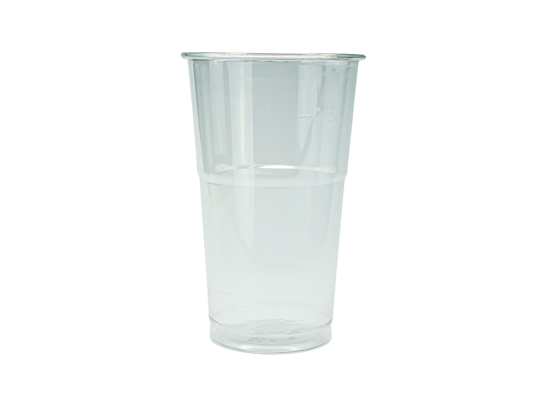 Trinkbecher mit Schaumrand 5dl glasklar, geeicht,  RPET, &#248;95mm 
