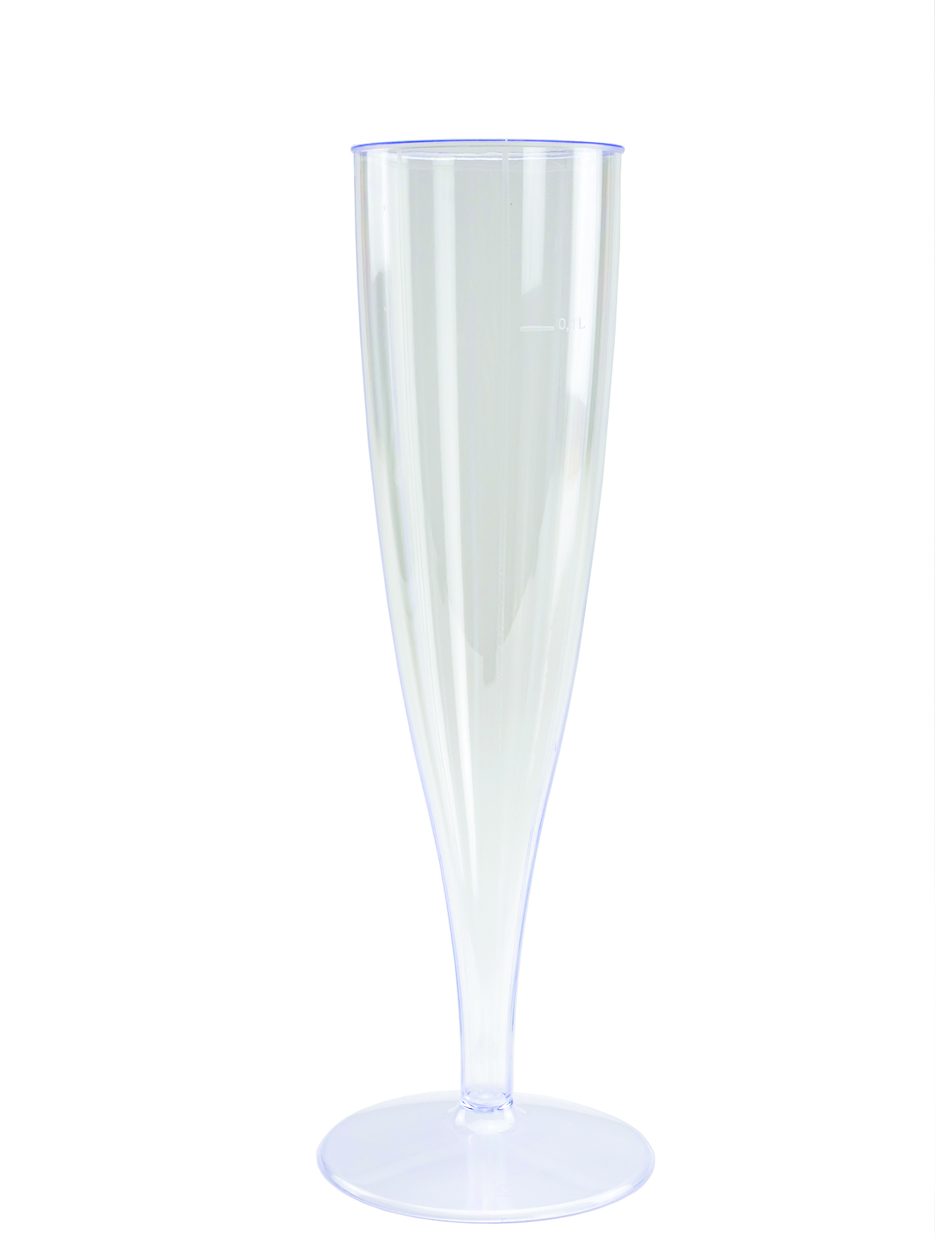 Champagnerglas 1dl geeicht glasklar PS, einteilig