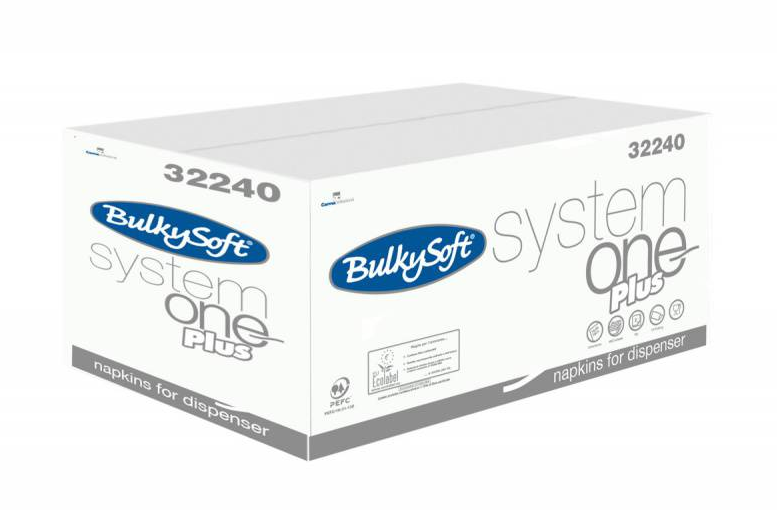 Spenderservietten BulkySoft Table Top SystemOne Plus V-Falz, 2-lg weiss