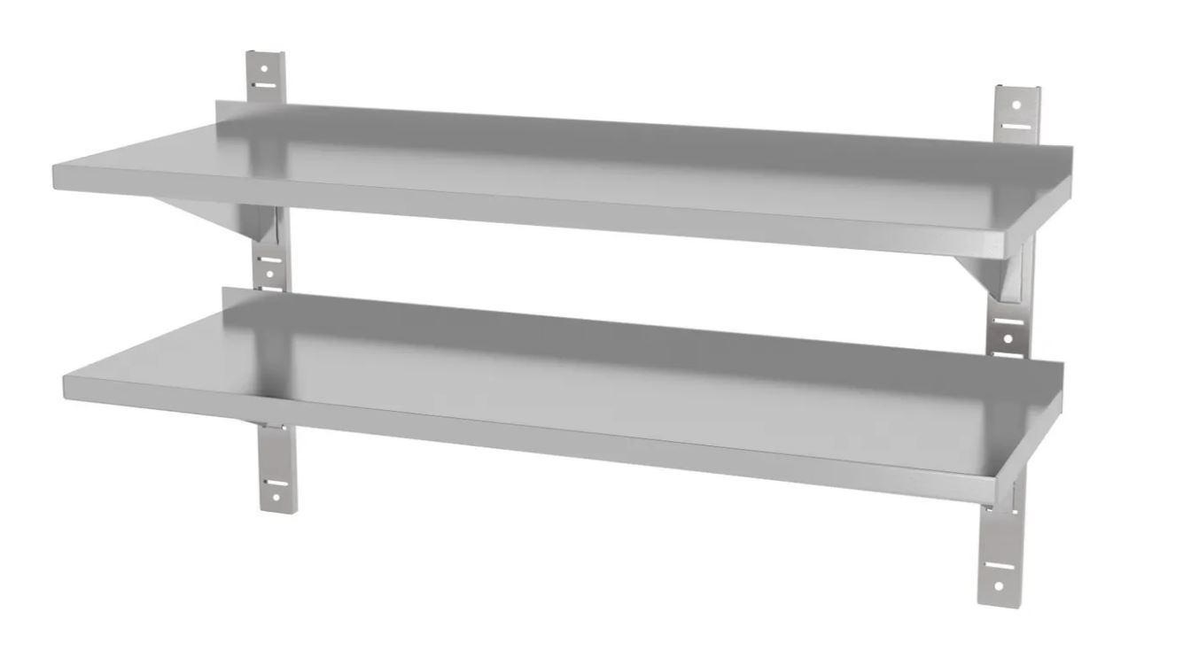 Verstellbares Doppel-Wandregal mit zwei Stahlschienen