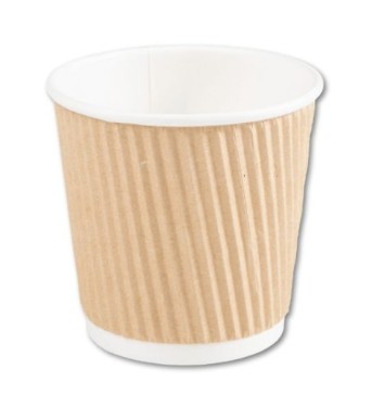 Riffelbecher, Espressobecher Wellkarton 1dl, braun