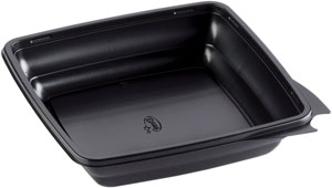 Menubox 1000ml, quadratisch schwarz PP 197x197x44mm