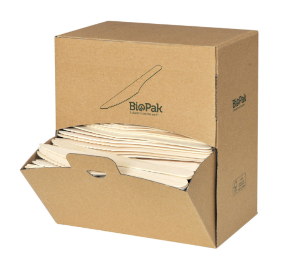 Holz- Besteck, Spenderbox Messer 165mm, braun !NSV!